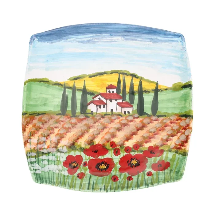 Wall Plates Villa with Poppies Square Wall PlateWall Plates
