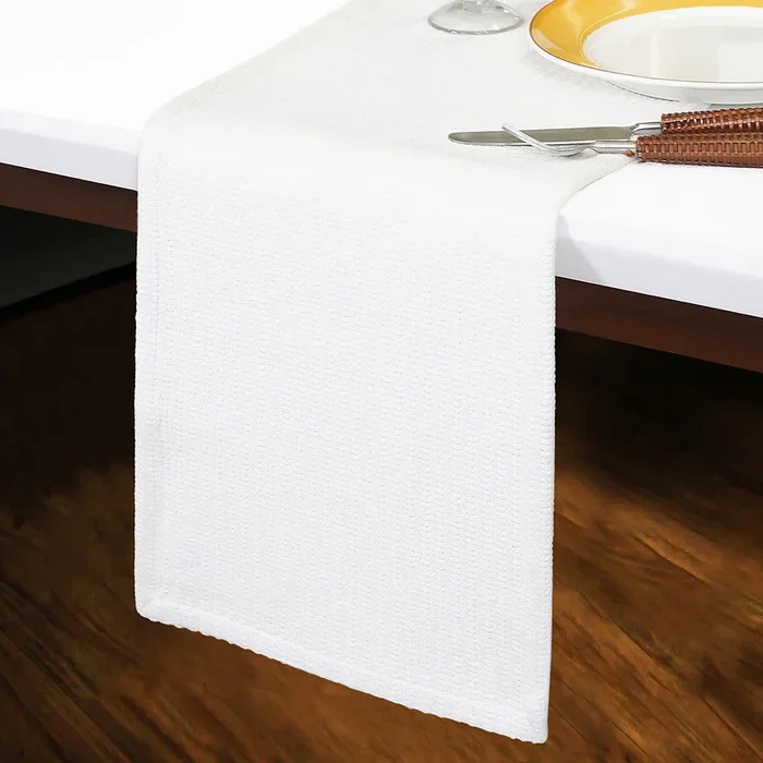 White Dobby Woven Table Runner, 72×14