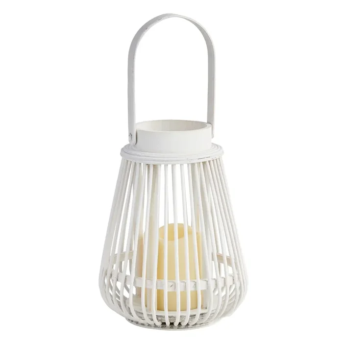 White LED Rattan Lantern, 7×9