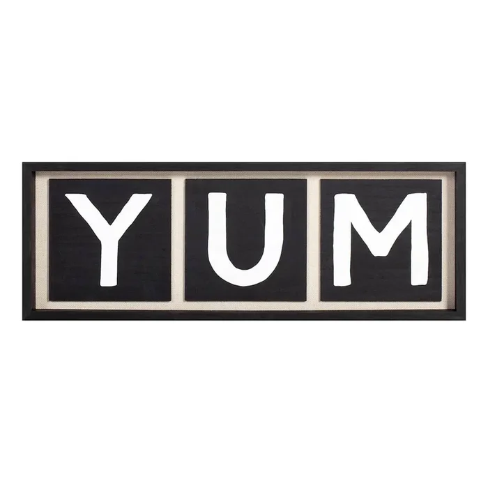 Yum Wooden Kitchen Wall Decor, 25×9
