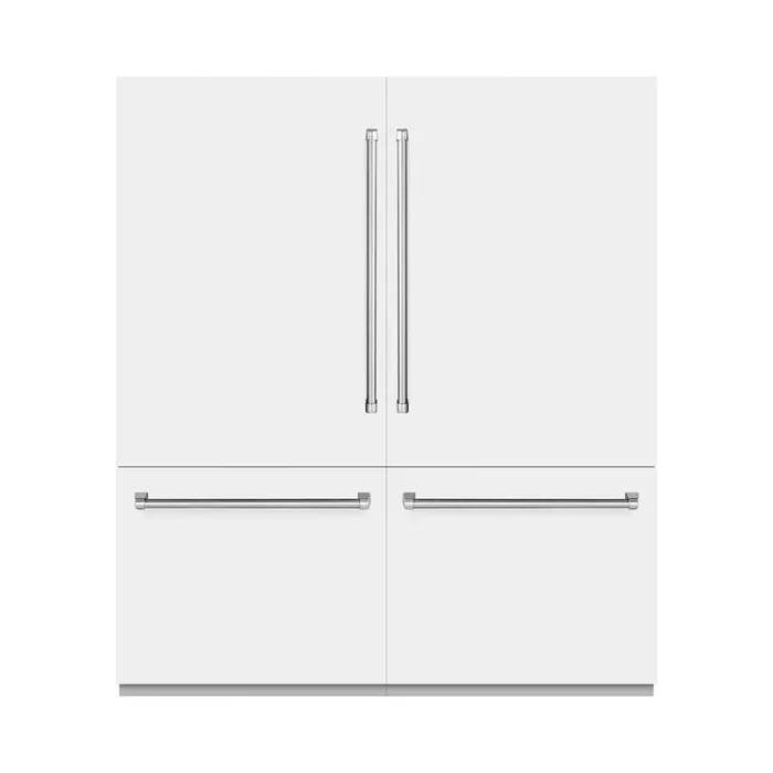 ZLINE 72″ 39.6 cu. ft. French Door Built-In Bottom Freezer Refrigerator with Water Dispensers and Ice Makers in White Matte, RBIT-WM-72